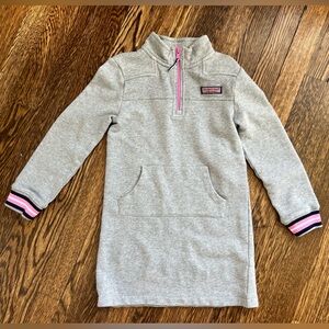 Vineyard Vines Girls Gray Sweatshirt Dress with Pink Accents, XS (size 5-6)